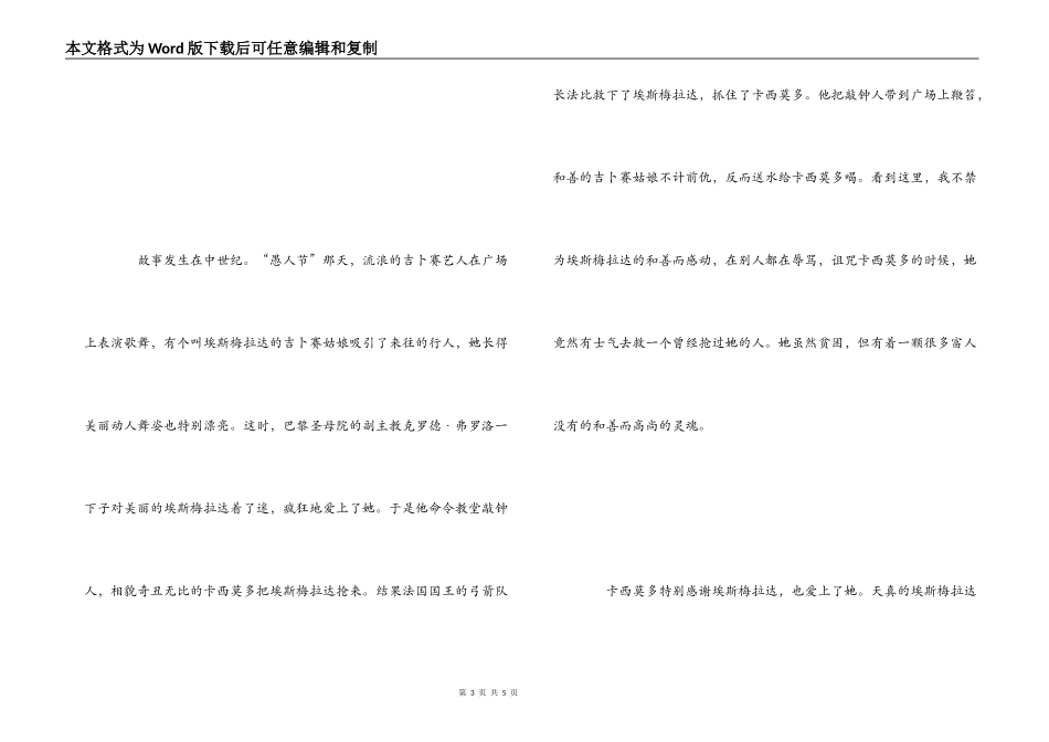 巴黎圣母院读后感3篇_第3页