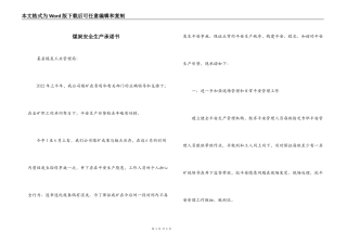 煤炭安全生产承诺书