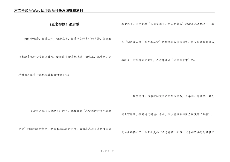 《正念禅修》读后感_第1页