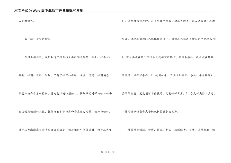 2022年大学生钳工实习报告_第2页