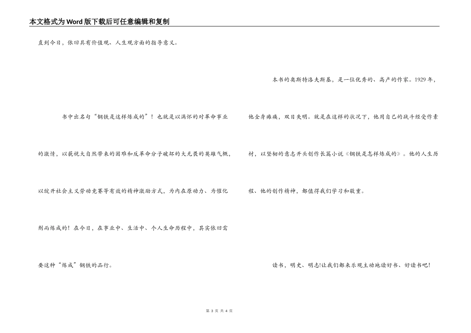 读《钢铁是怎样炼成的》有感850字_第3页