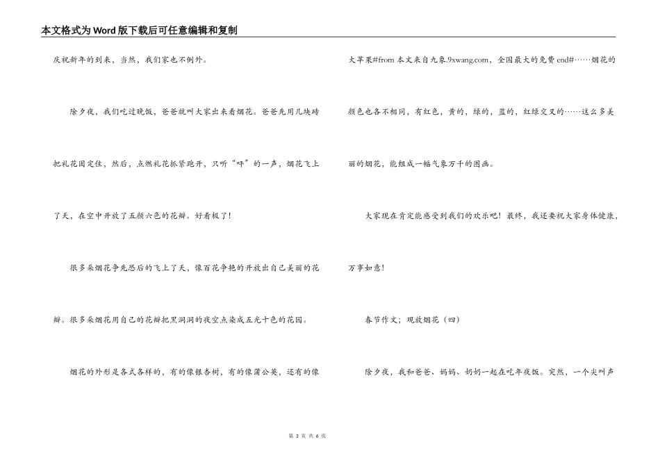 春节作文；观放烟花_第3页