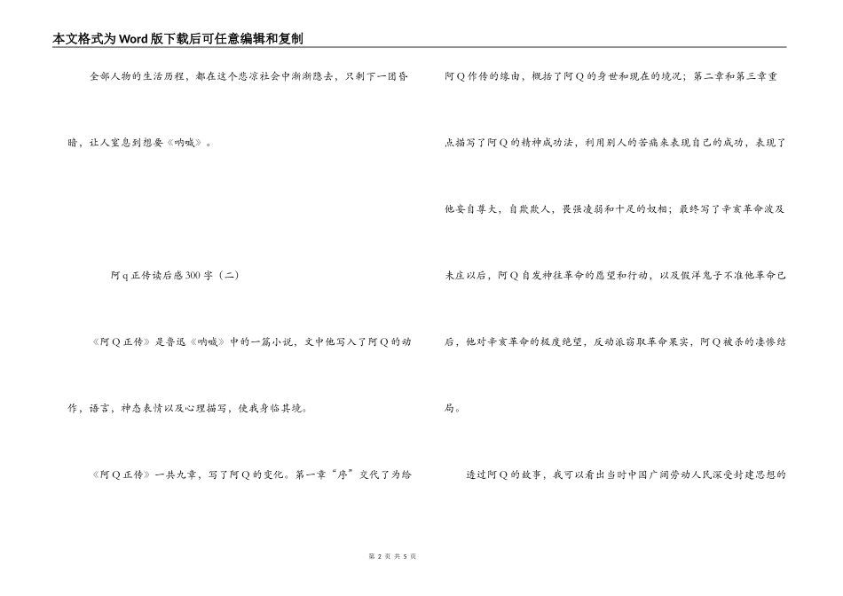阿q正传读后感300字_第2页