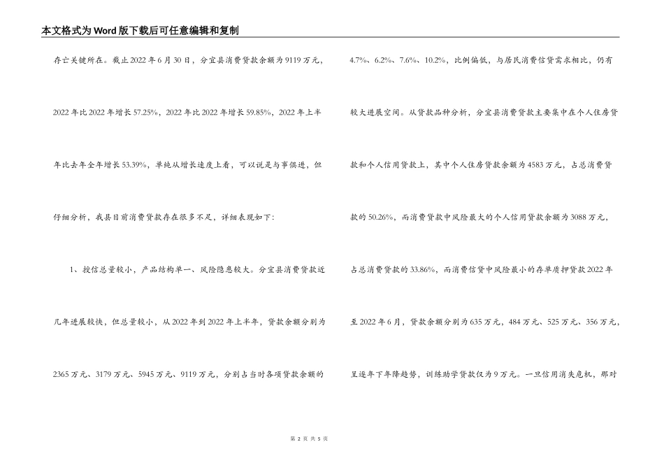 ×县消费贷款的现状及对策_第2页