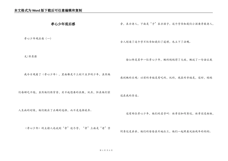孝心少年观后感_第1页