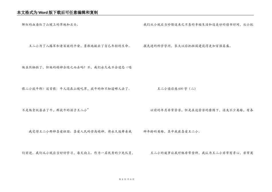 王二小读后感600字_第2页