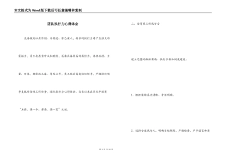团队执行力心得体会