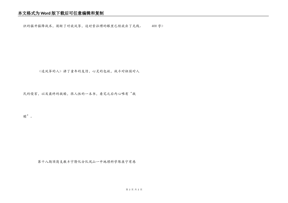 读《追风筝的人》有感400字_第2页