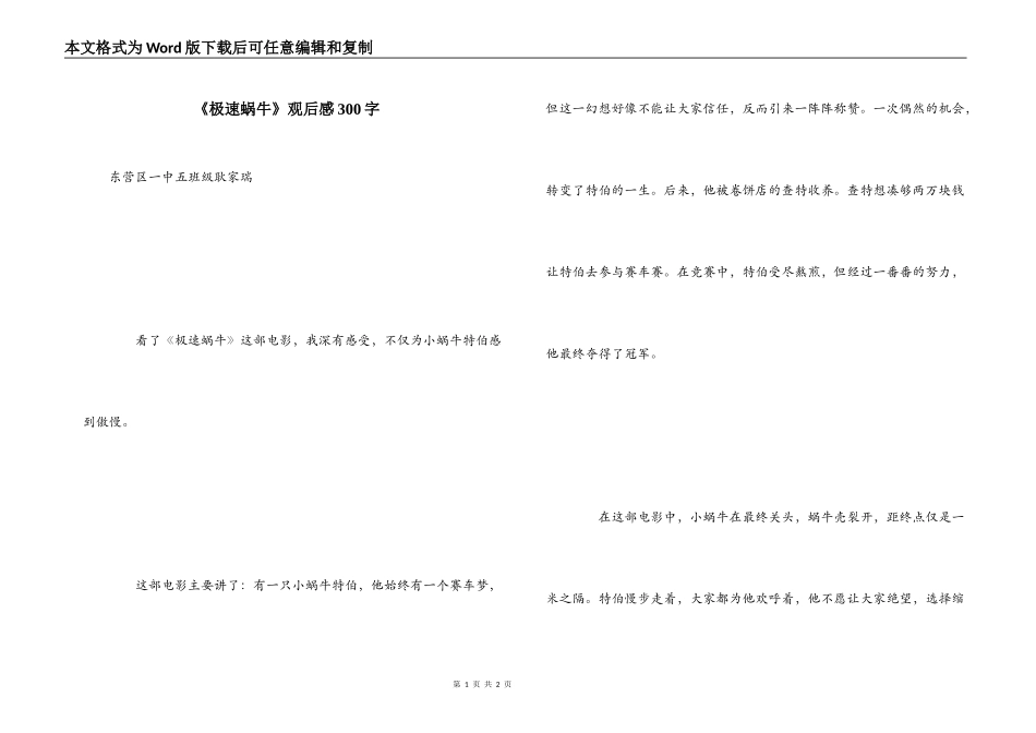 《极速蜗牛》观后感300字_第1页