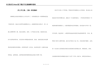 护士节文章；大海一样的胸怀