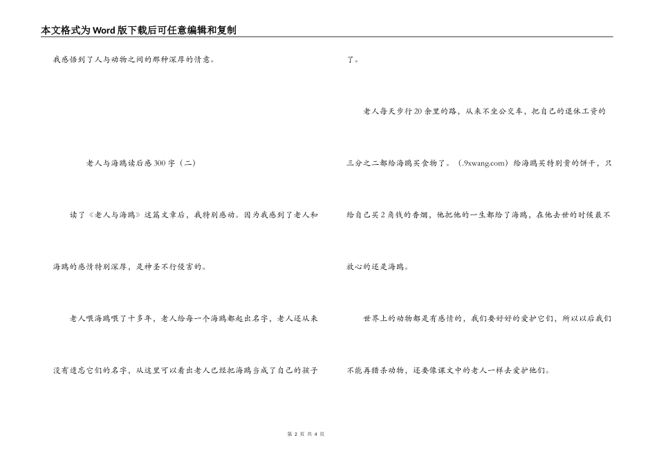 老人与海鸥读后感300字_第2页