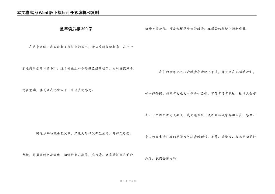 童年读后感300字_第1页