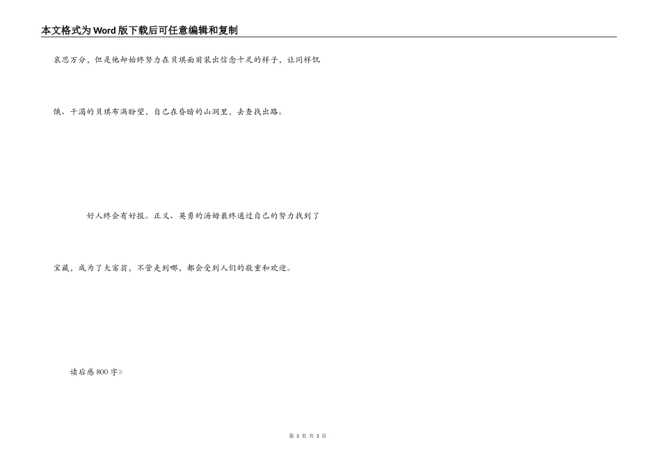 《汤姆索亚历险记》读后感800字_第3页