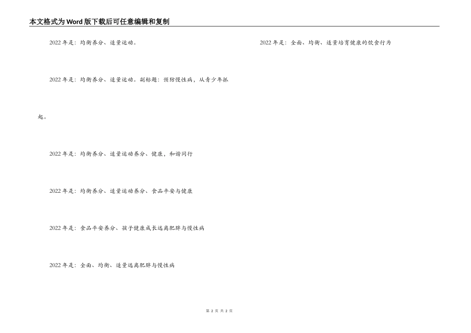 历年全国学生营养日宣传主题口号_第2页