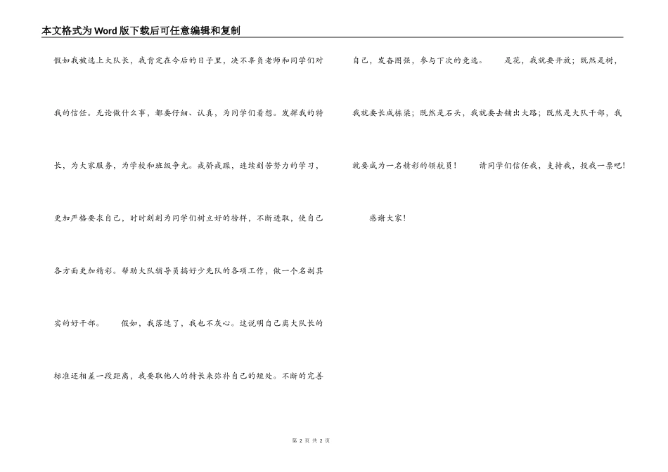 大队委竞选演讲稿_第2页