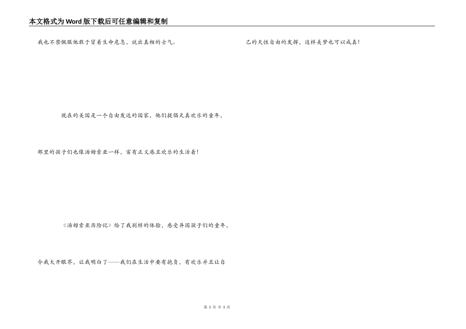 汤姆索亚历险记800字_第3页