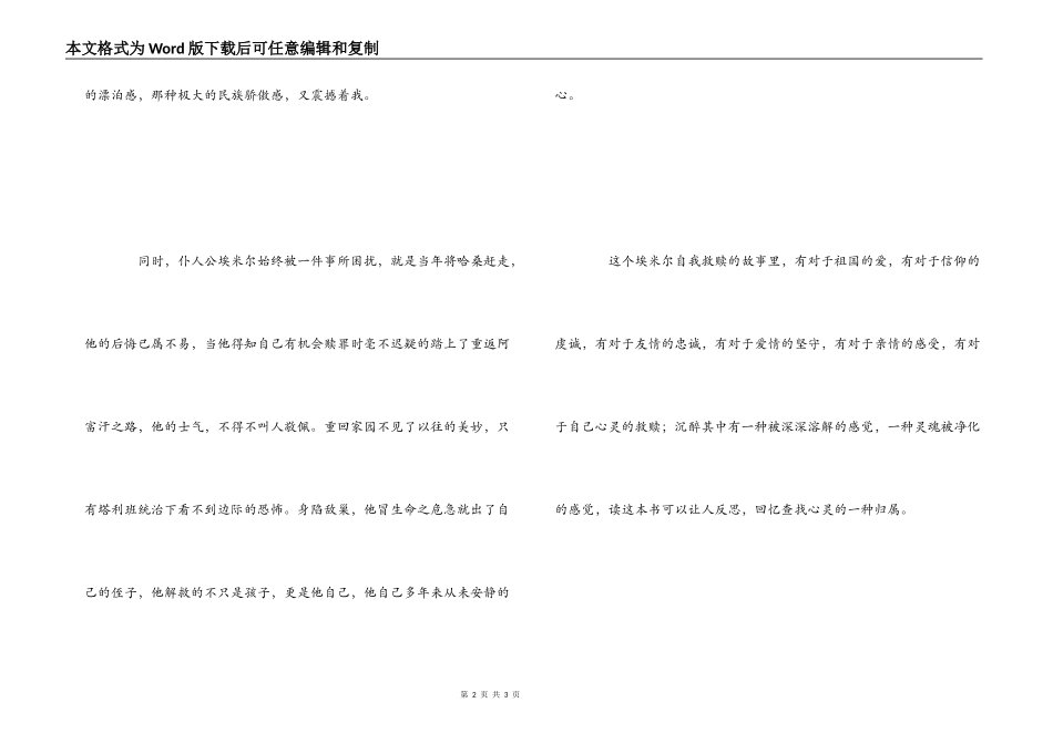 《追风筝的人》读后感500字_第2页