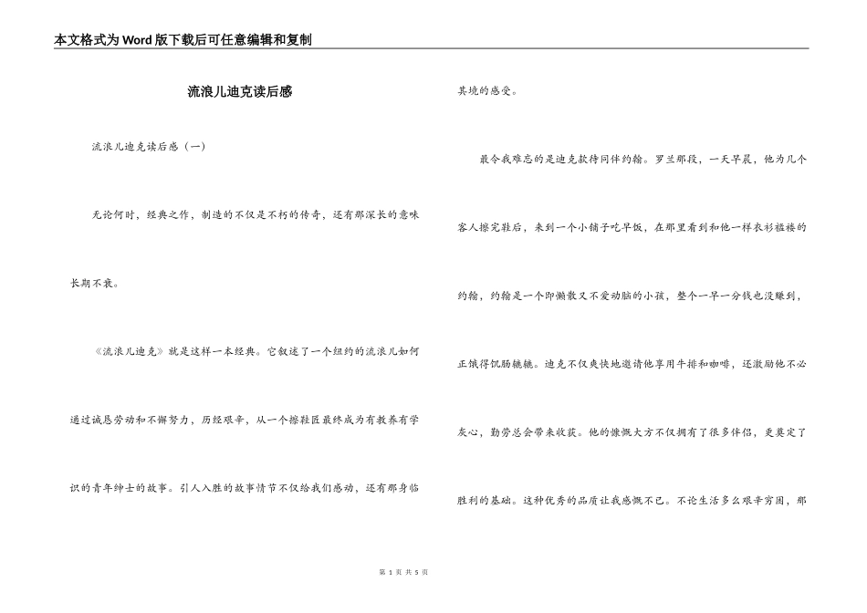 流浪儿迪克读后感_第1页