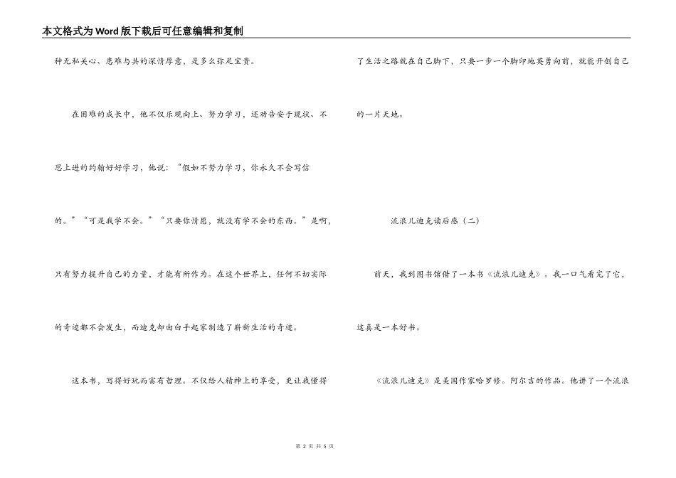 流浪儿迪克读后感_第2页