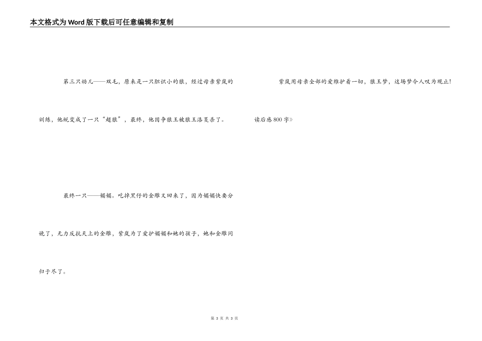 《狼王梦》读后感800字_第3页