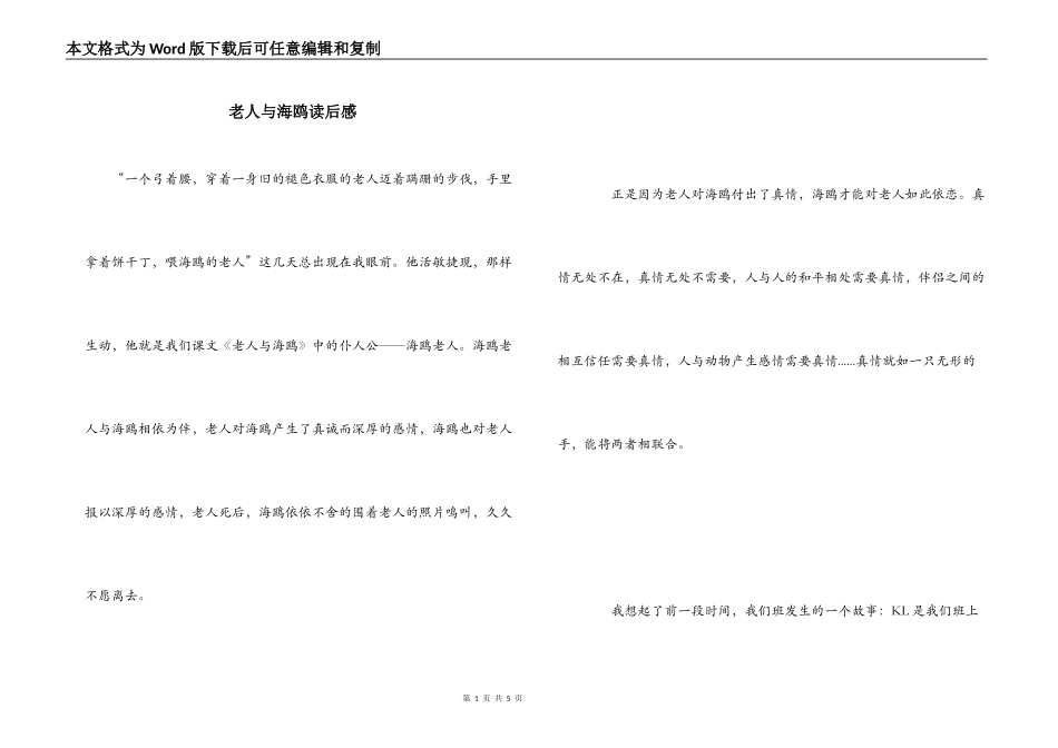 老人与海鸥读后感_第1页