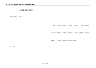 抽样调查项目计划书