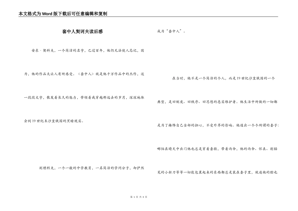套中人契诃夫读后感_第1页