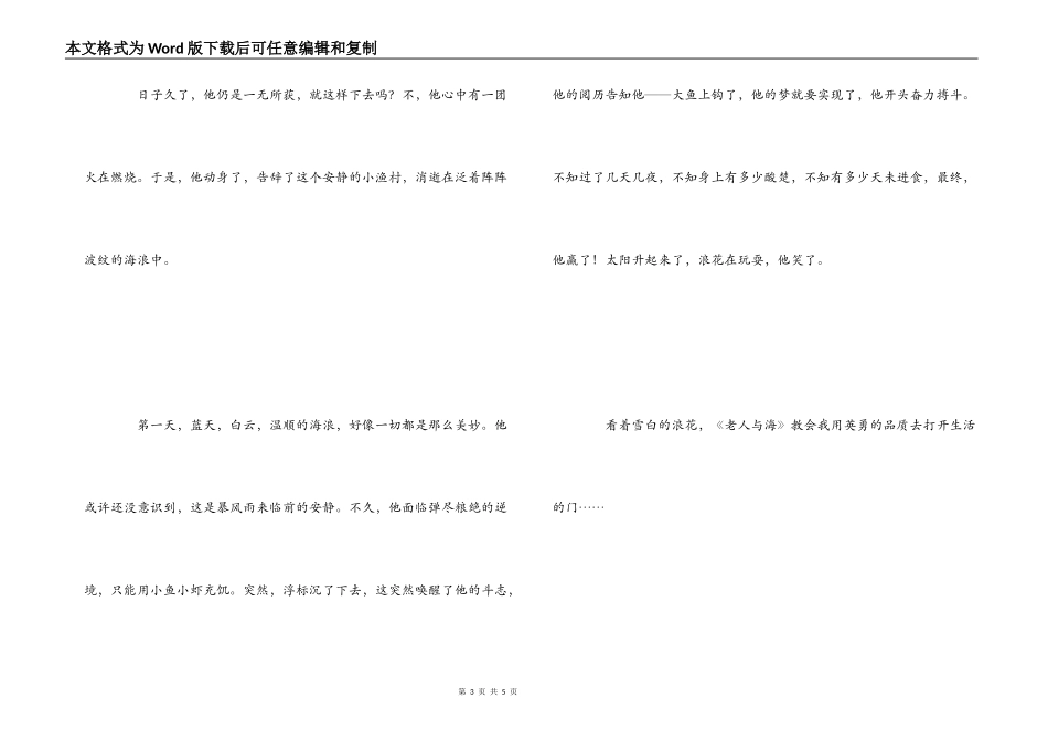 老人与海读后感1000字_第3页