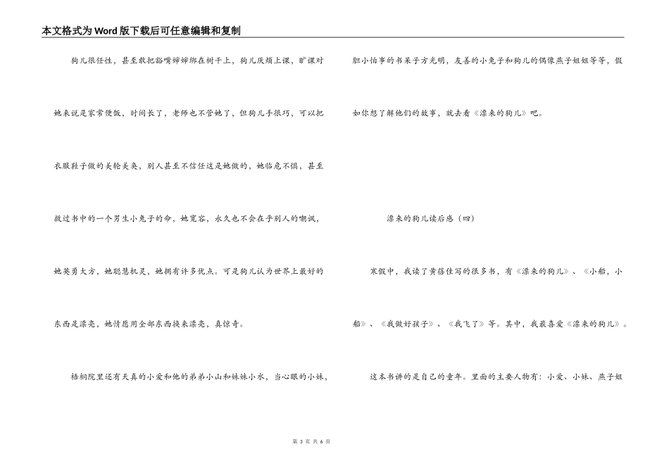 漂来的狗儿读后感_第3页
