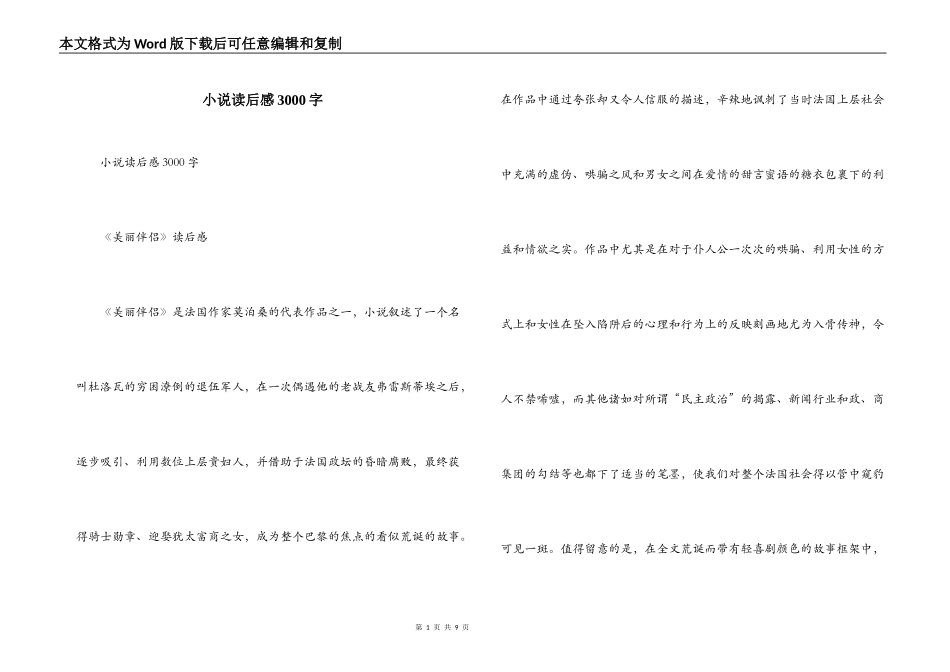 小说读后感3000字_第1页