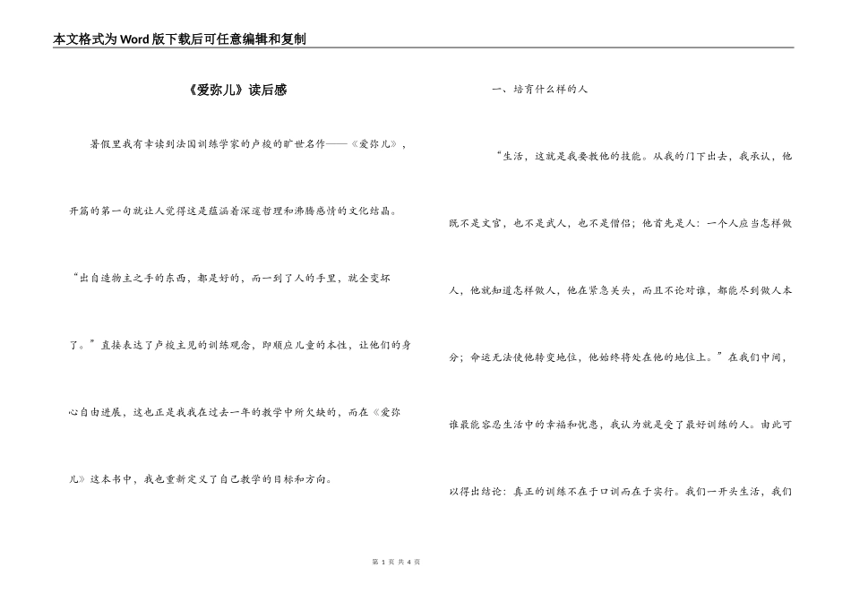 《爱弥儿》读后感_第1页
