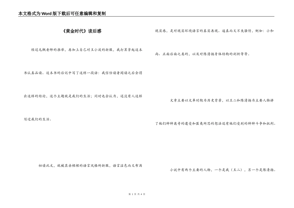 《黄金时代》读后感_第1页
