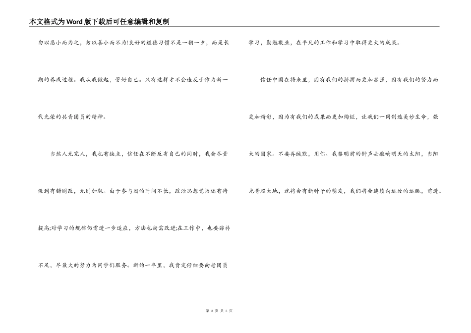 中学生团员自我评议范文_第3页