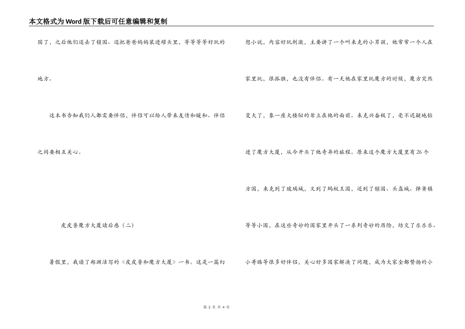 皮皮鲁魔方大厦读后感_第2页