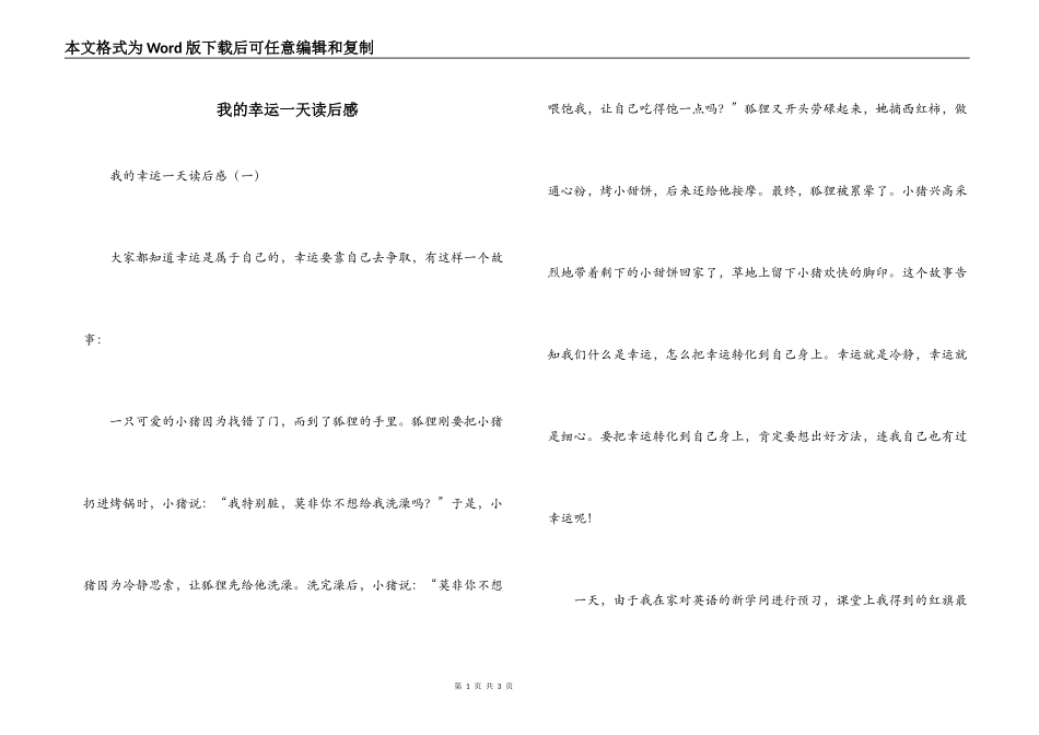 我的幸运一天读后感_第1页