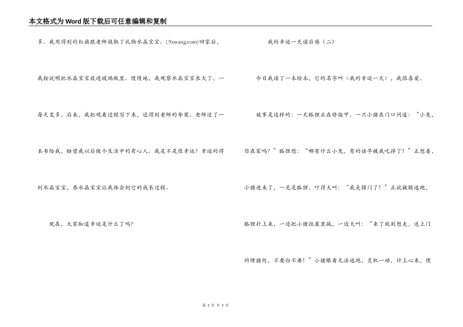 我的幸运一天读后感_第2页