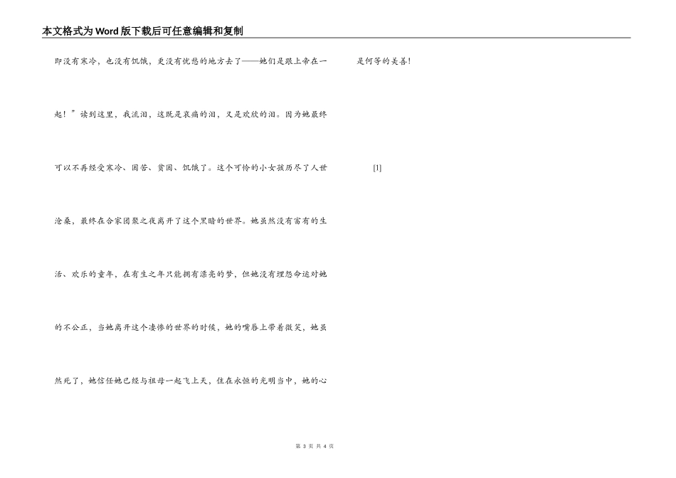 中考作文-《买火柴的小女孩》读后感_第3页
