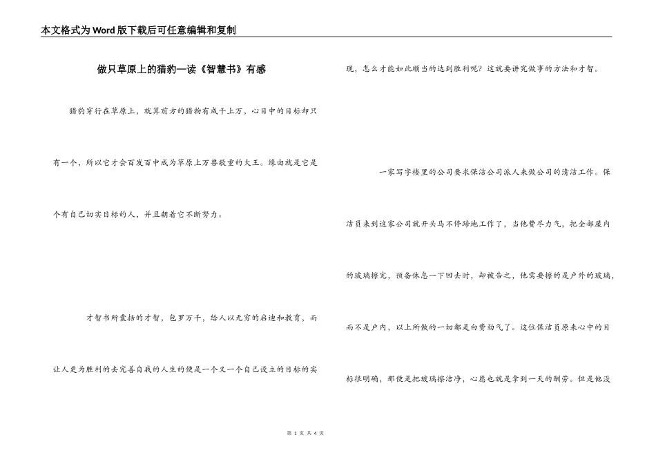 做只草原上的猎豹—读《智慧书》有感_第1页