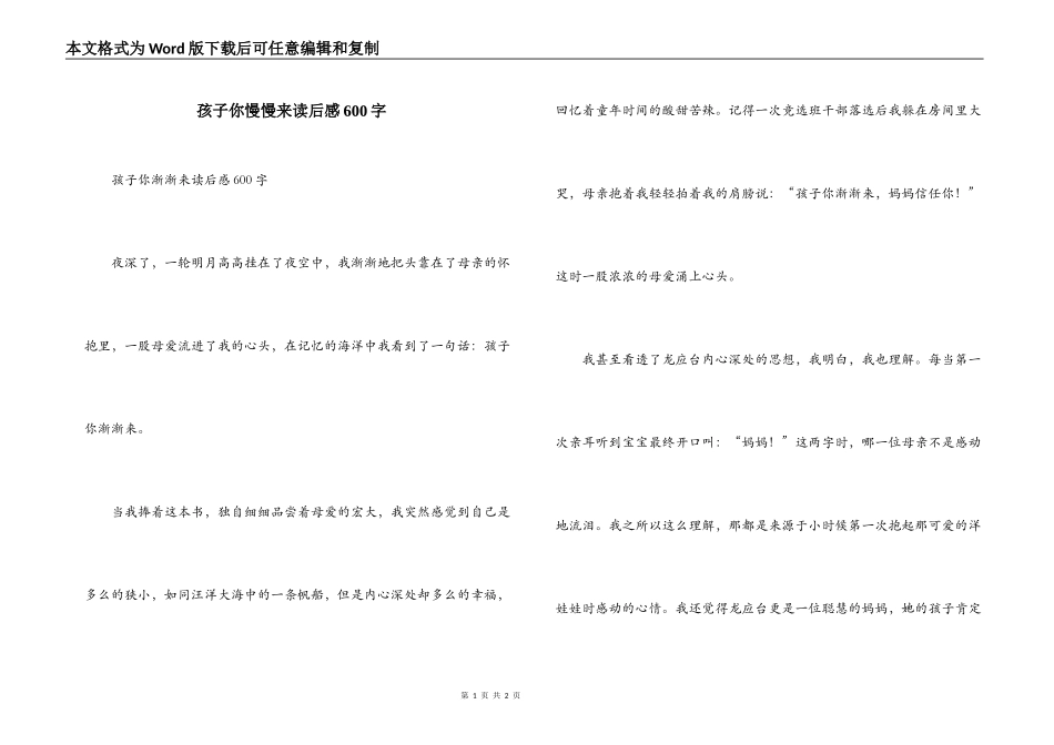 孩子你慢慢来读后感600字_第1页