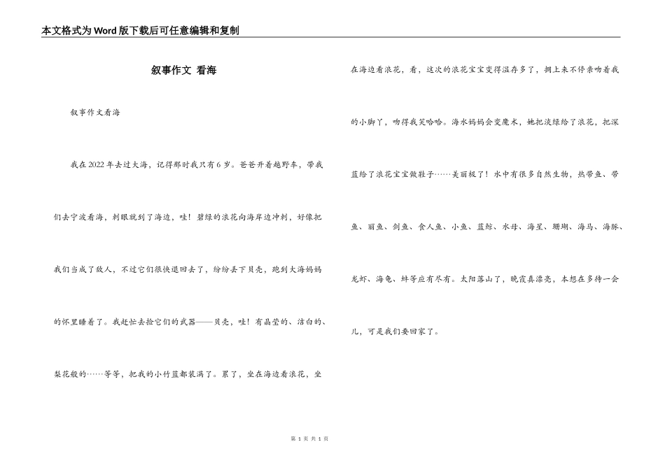 叙事作文 看海_第1页