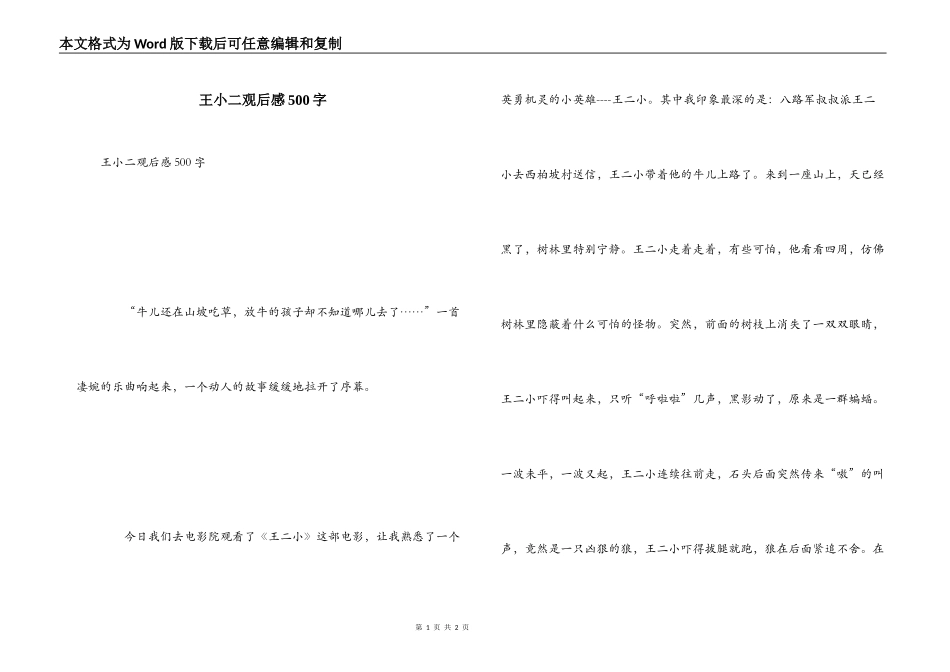 王小二观后感500字_第1页