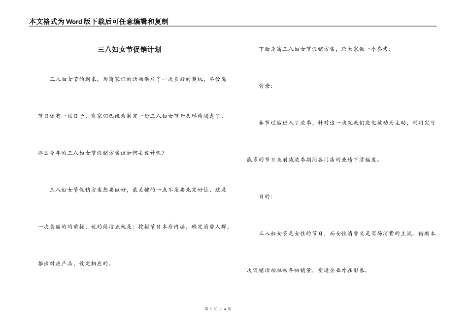 三八妇女节促销计划_第1页