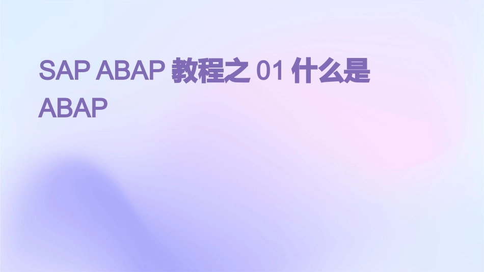 SAP ABAP教程之01什么是ABAP_第1页