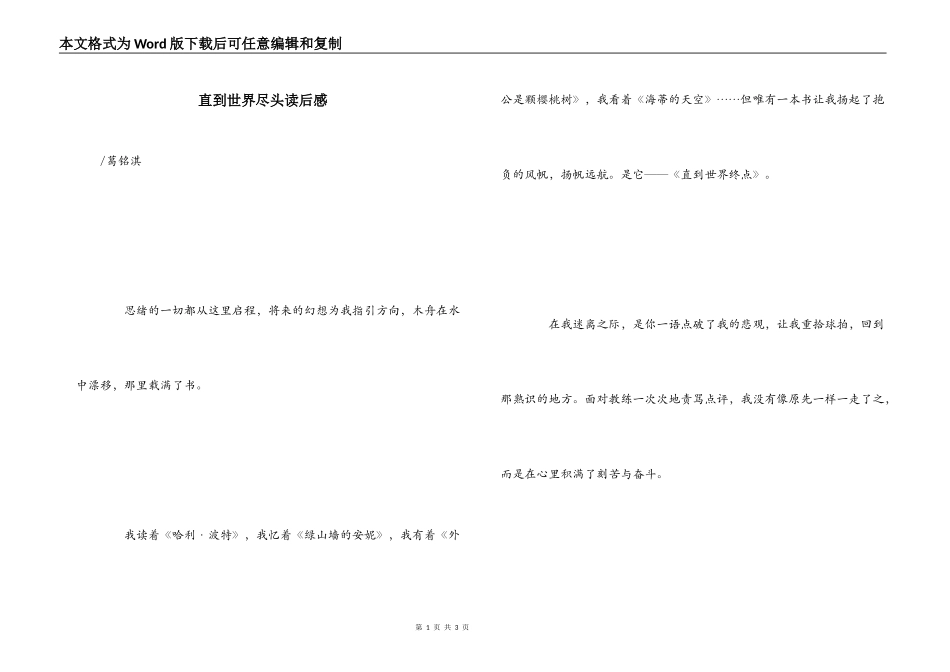 直到世界尽头读后感_第1页
