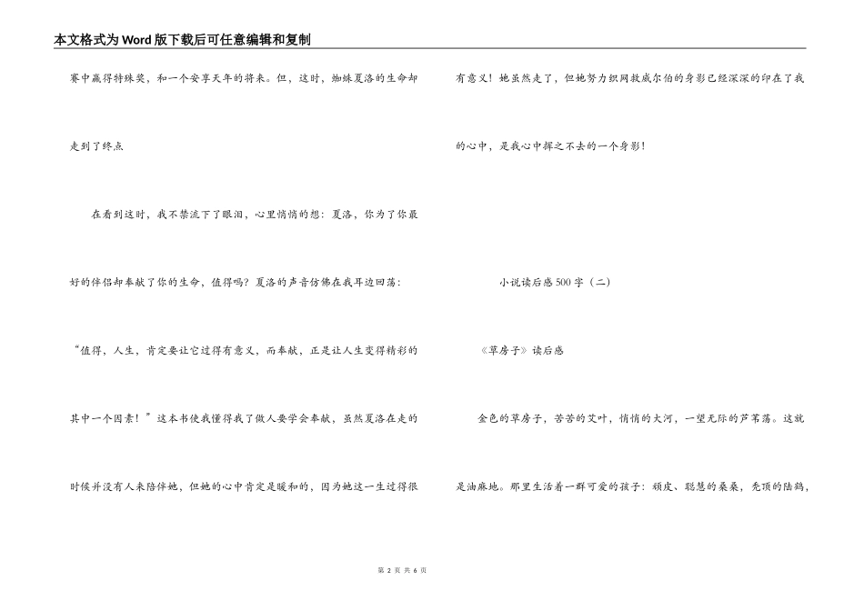小说读后感500字_第2页