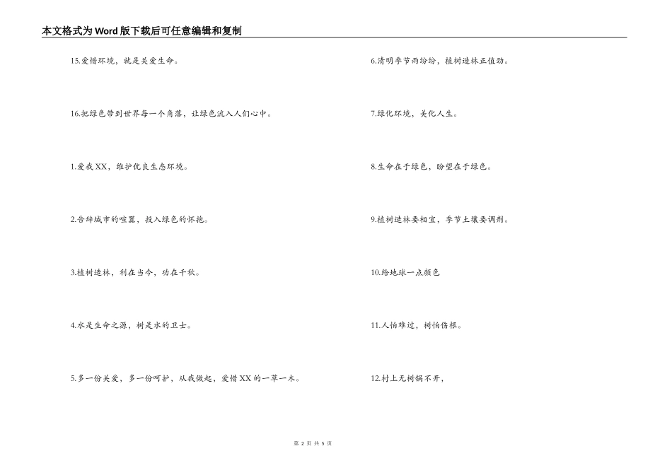 2022年植树节标语口号_第2页