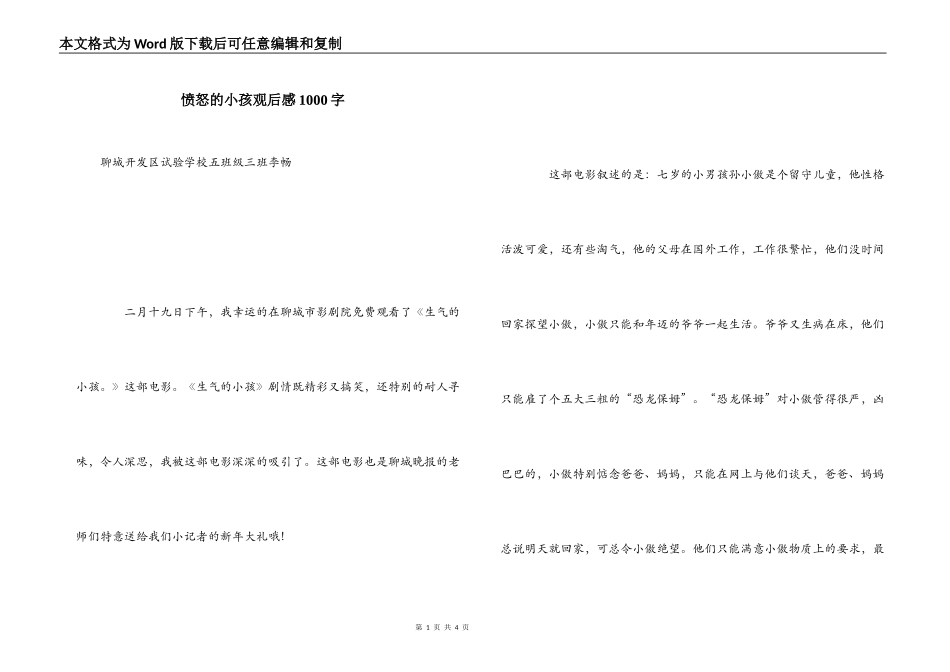 愤怒的小孩观后感1000字_第1页