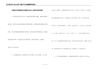 乡镇农村发展现状及建设社会主义新农村的构想