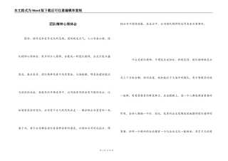 团队精神心得体会