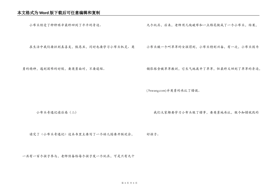 小布头奇遇记读后感_第3页